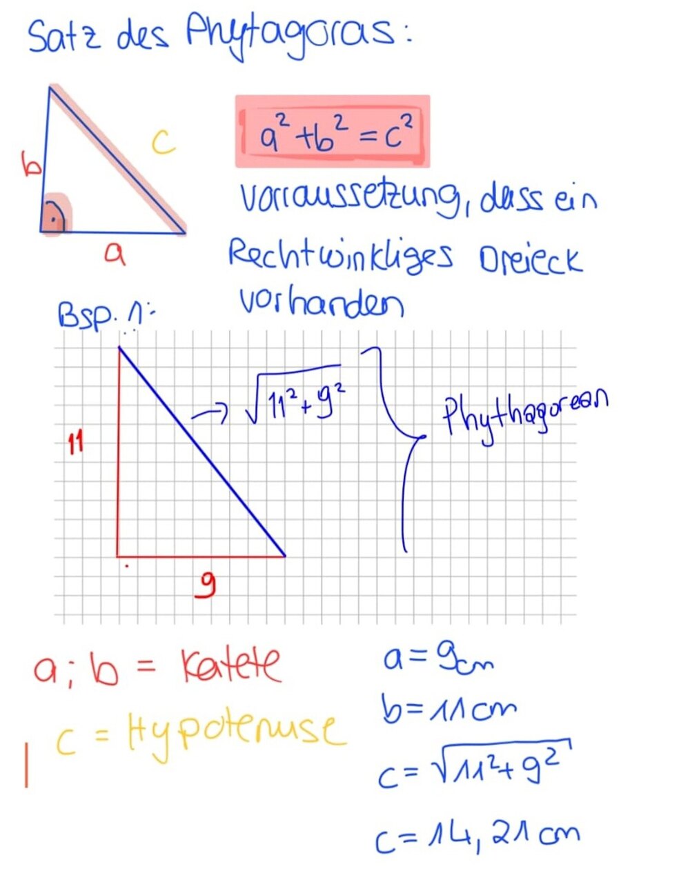 Mitschrift: Satz des Pythagoras